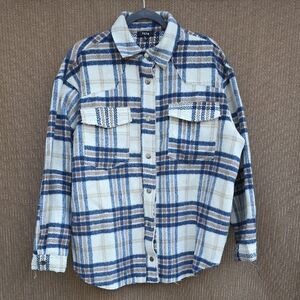 Fate Blue and Brown Patterned Shirt